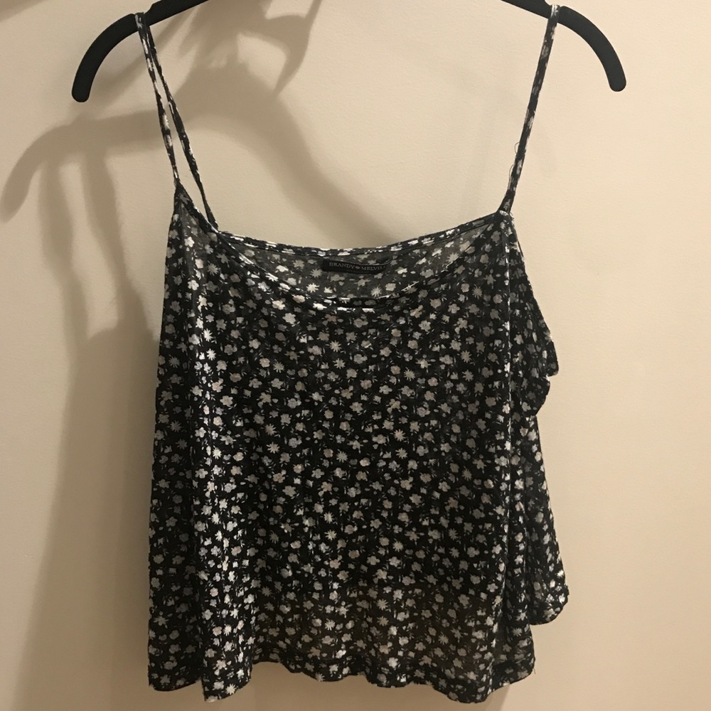 Brandy Melville black floral print tank top